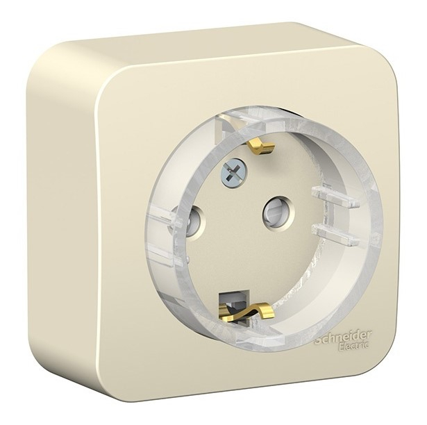Розетка с/з со штор., (тонкая) 16А, 250В изолир. Пластина Systeme Electric Blanca наруж Молочная BLNRA111112 в Санкт-Петербурге