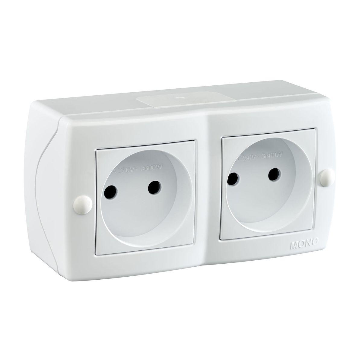 Розетка на 2 поста без заземления Mono Electric Octans IP20 16А 250В белый 104-010106-121 в Санкт-Петербурге