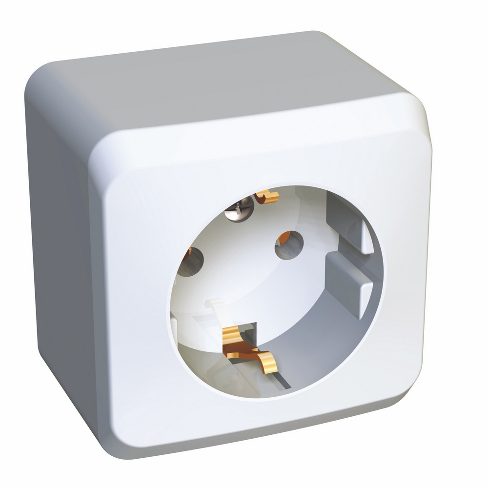 Розетка 1-ая с/з без шторок Systeme Electric Этюд наруж PA16-003B в Санкт-Петербурге