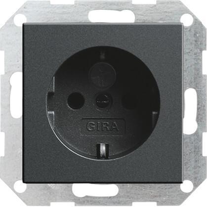 Розетка Gira System 55 Schuko с/з со шторками 16A 250V безвинтовой зажим антрацит 045328 в Санкт-Петербурге