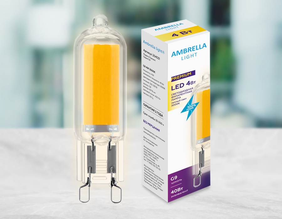 Светодиодная лампа Ambrella Light Filament G9 Капсула G9 4W 3000K 204531 в Санкт-Петербурге