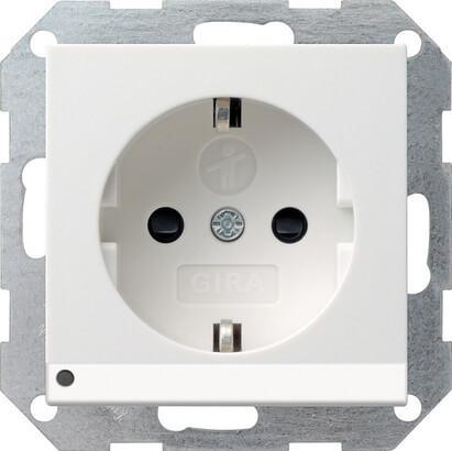Розетка Gira System 55 Schuko с/з со шторками подсветкой 16A 250V безвинтовой зажим чисто-белый шелковисто-матовый 117027 в Санкт-Петербурге