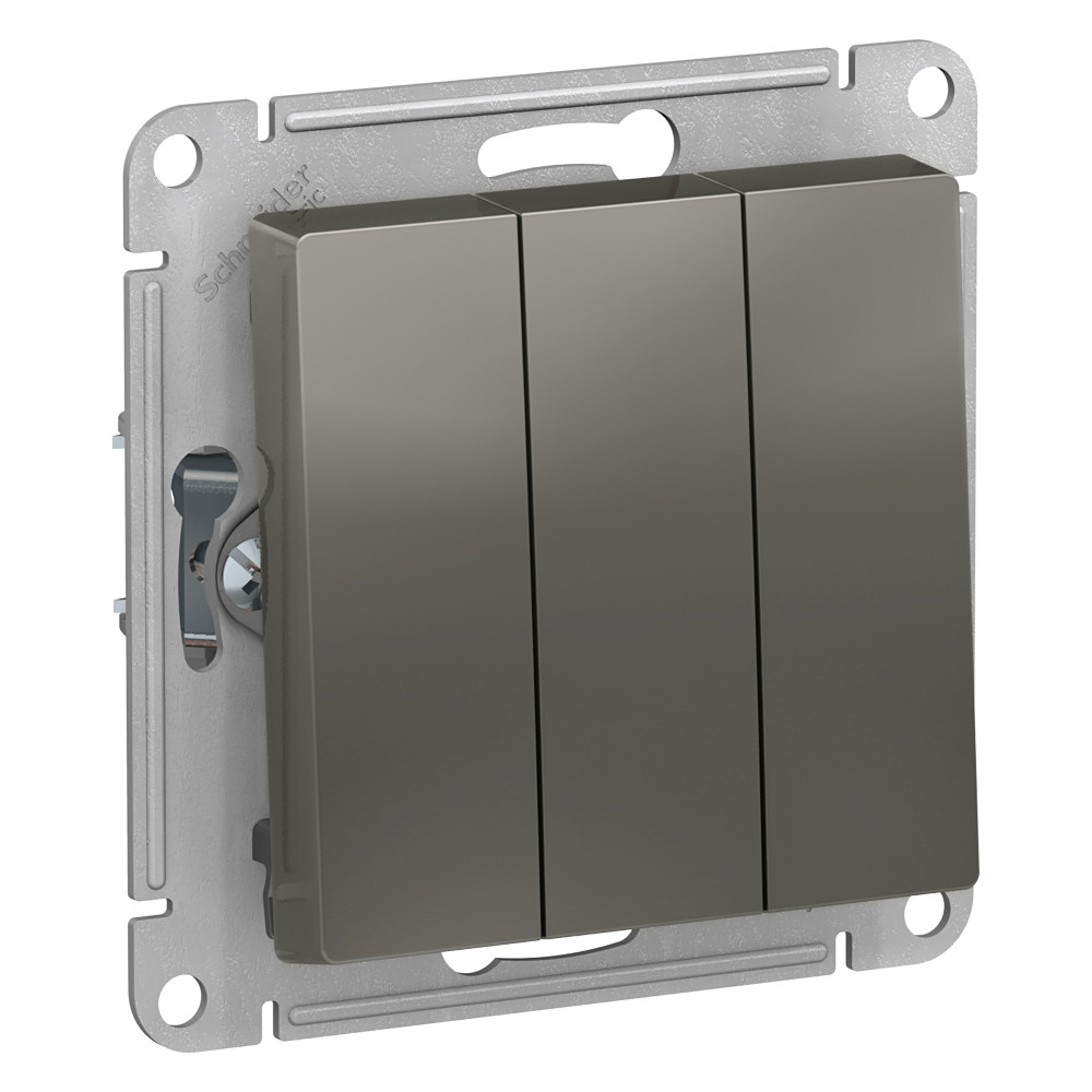 Выключатель 3-клавишный сх.1+1+1, 10АХ Systeme Electric AtlasDesign Сталь ATN000931 в Санкт-Петербурге