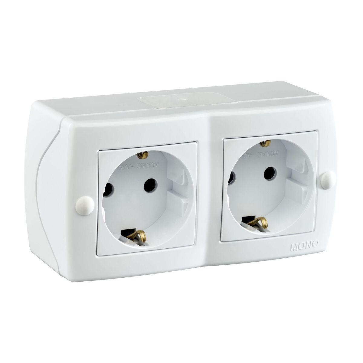 Розетка на 2 поста с заземлением Mono Electric Octans IP20 16А 250В белый 104-010107-120 в Санкт-Петербурге