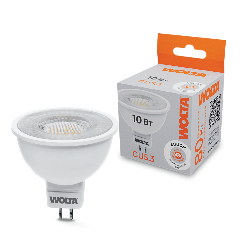 Светодиодная лампа WOLTA 10Вт 4000K GU5.3 матовая WSTD-MR16-220V10W4KGU5.3-L в Санкт-Петербурге