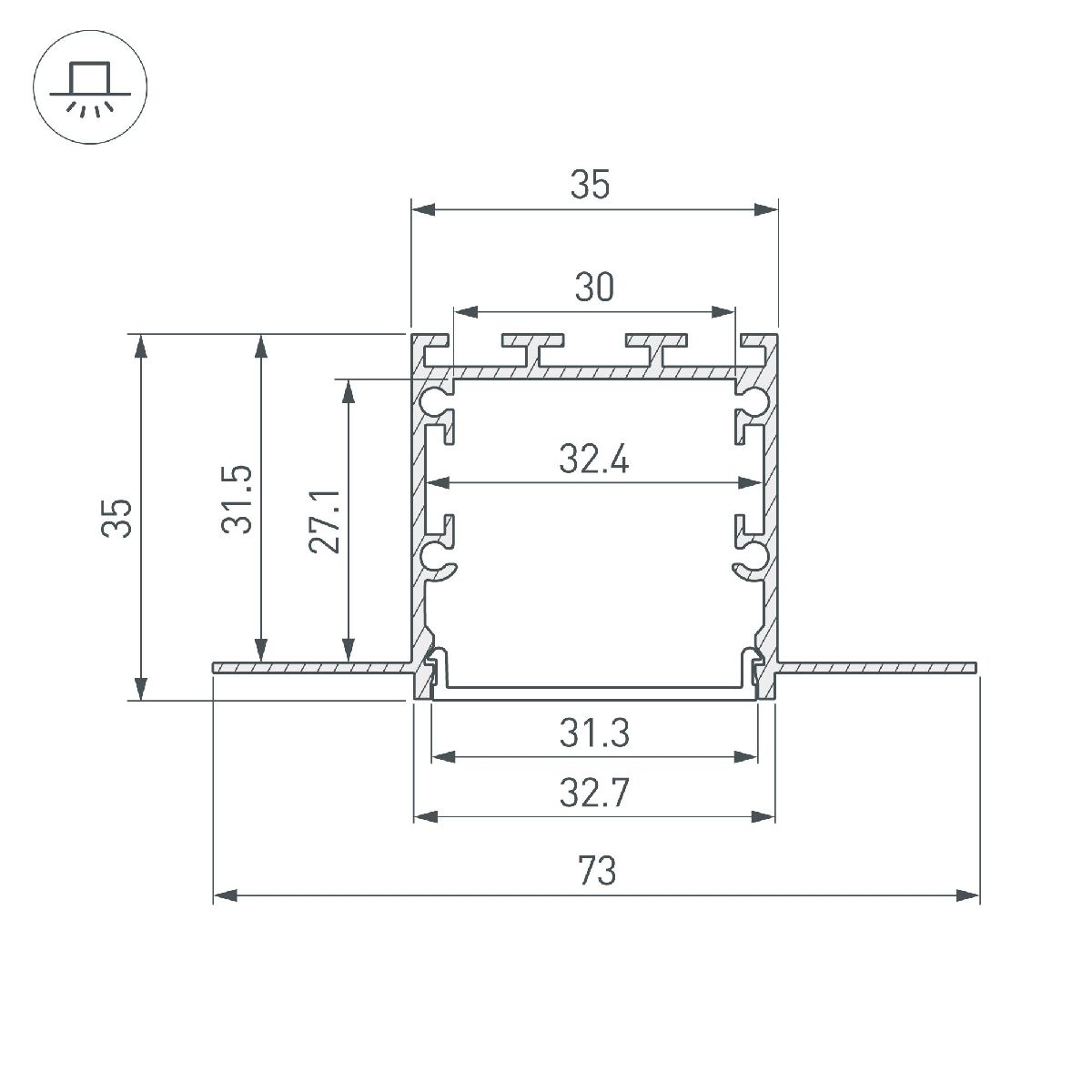 Алюминиевый профиль Arlight LINIA32-FANTOM-2000 ANOD 049950 в Санкт-Петербурге