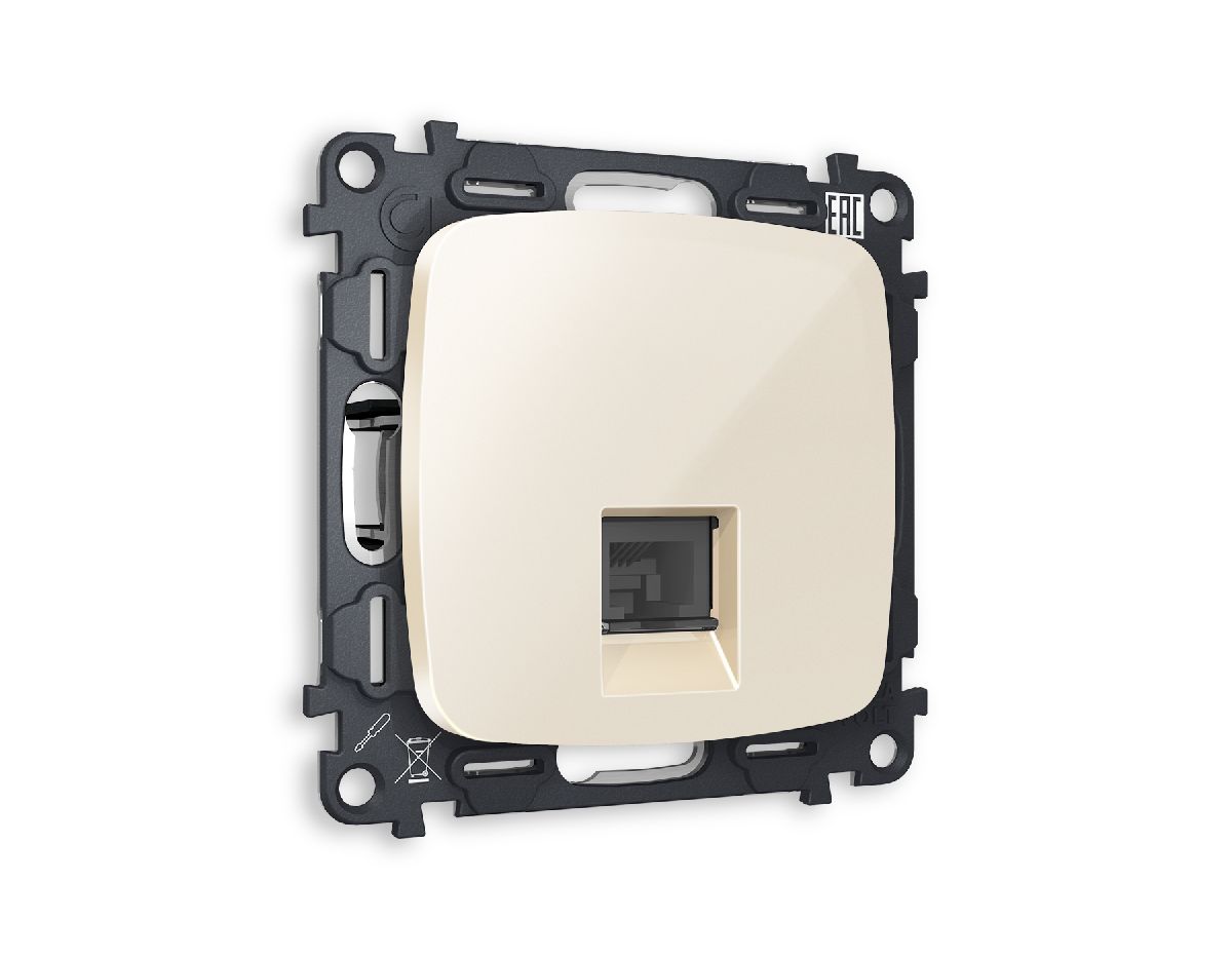 Комплект механизма телефонной розетки RJ-11(4P4C) со шторкой Ambrella Volt Omega MO312030 в Санкт-Петербурге
