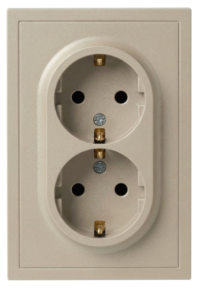Розетка Эра Galaxy 15-2104-04 с заземлением двойная 2X2P+E Schuko 16А-250В IP20 шампань Б0070684 в Санкт-Петербурге