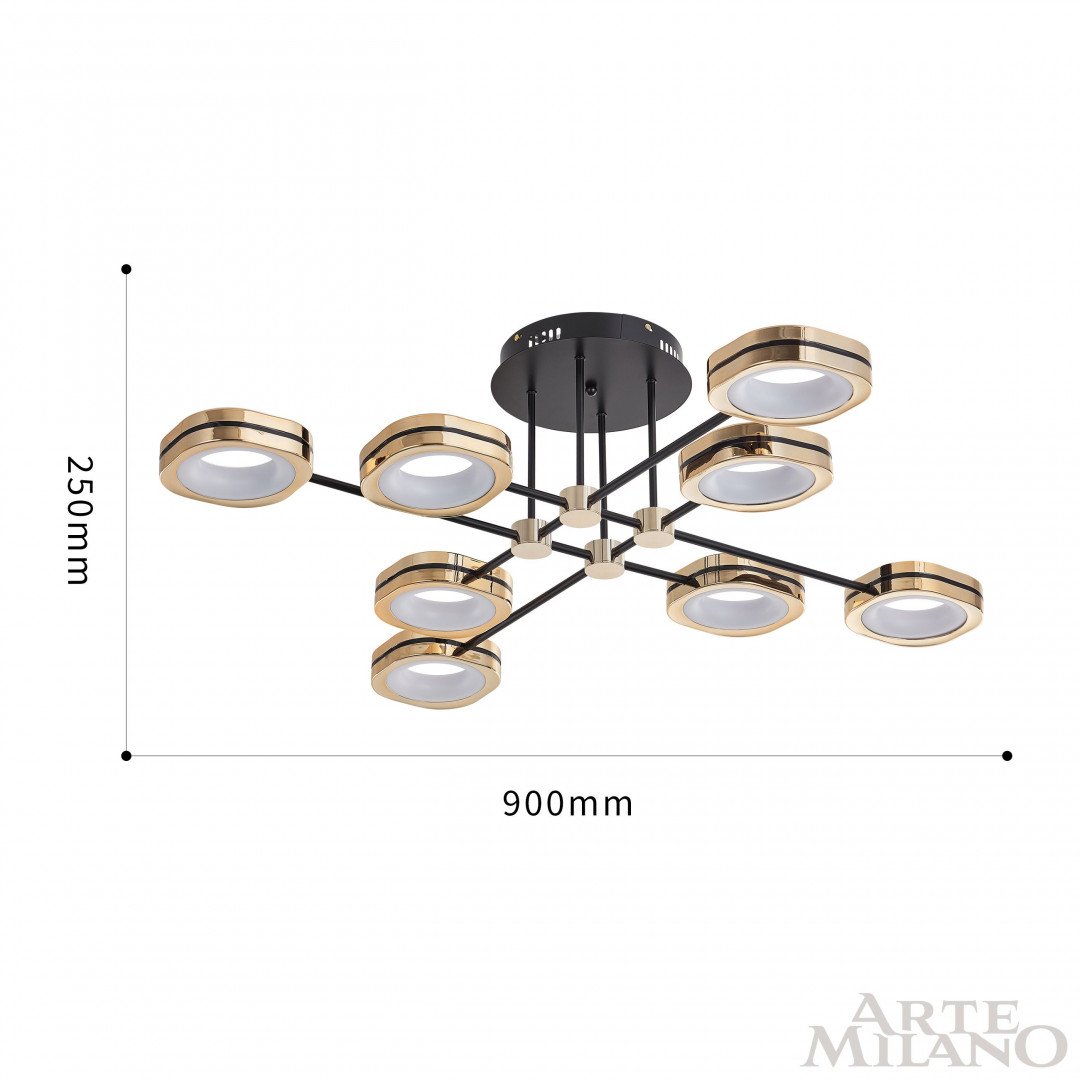 Потолочный светильник Arte Milano Ferrara 277999/8 BK/GD в #REGION_NAME_DECLINE_PP#
