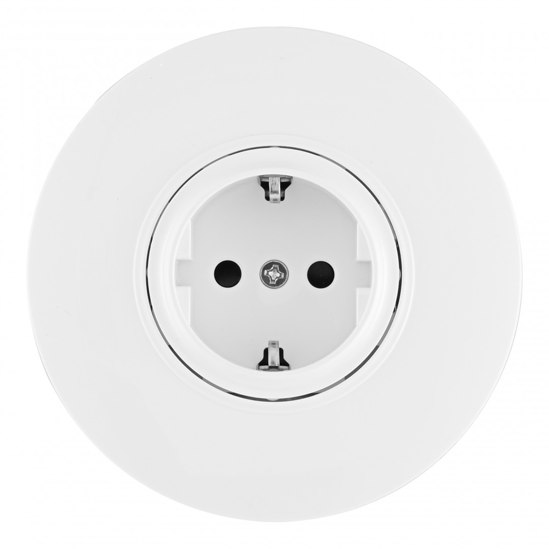 Розетка круглая с/з и шторками и рамкой Arte Milano SET08-1-40-1 white в Санкт-Петербурге