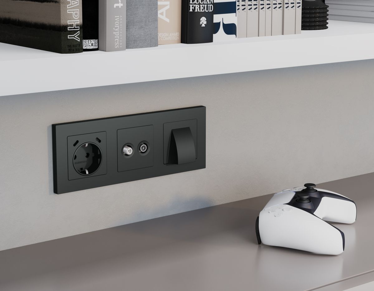 Комплект механизма электрической розетки 2USB С+C 20W с/з на винтовых зажимах 16A-250V Alfa Графит мягкое касание Quant Ambrella Volt MA910510 (AP9105, VM165) в #REGION_NAME_DECLINE_PP#