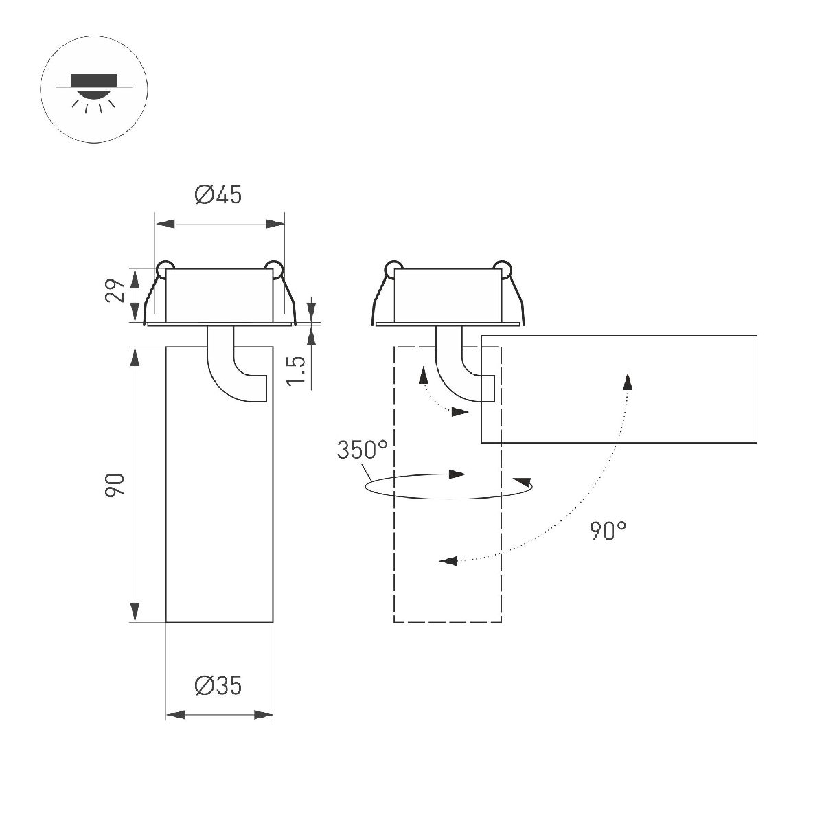 Встраиваемый спот Arlight SP-NUANCE-BUILT-FLAP-R35-7W Warm3000 049901 в Санкт-Петербурге