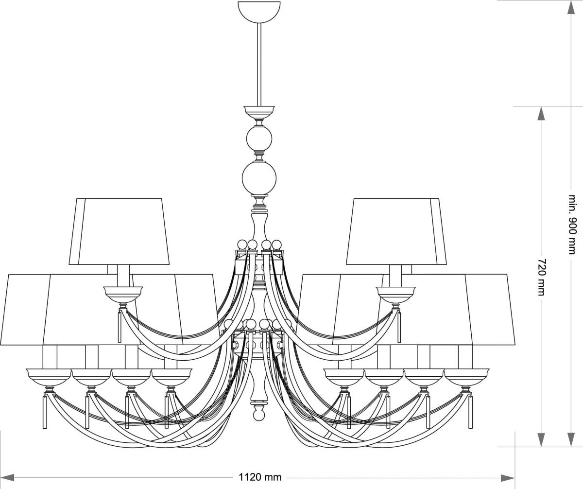 Люстра на штанге Kutek Zaffiro ZAF-ZW-8+4(P/A) в #REGION_NAME_DECLINE_PP#