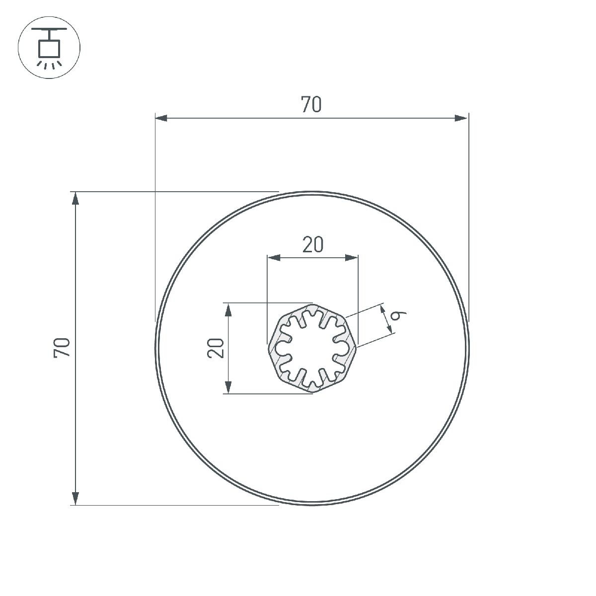 Профиль Arlight SL-ROUND-D70-360deg-2000 ANOD 037770 в Санкт-Петербурге