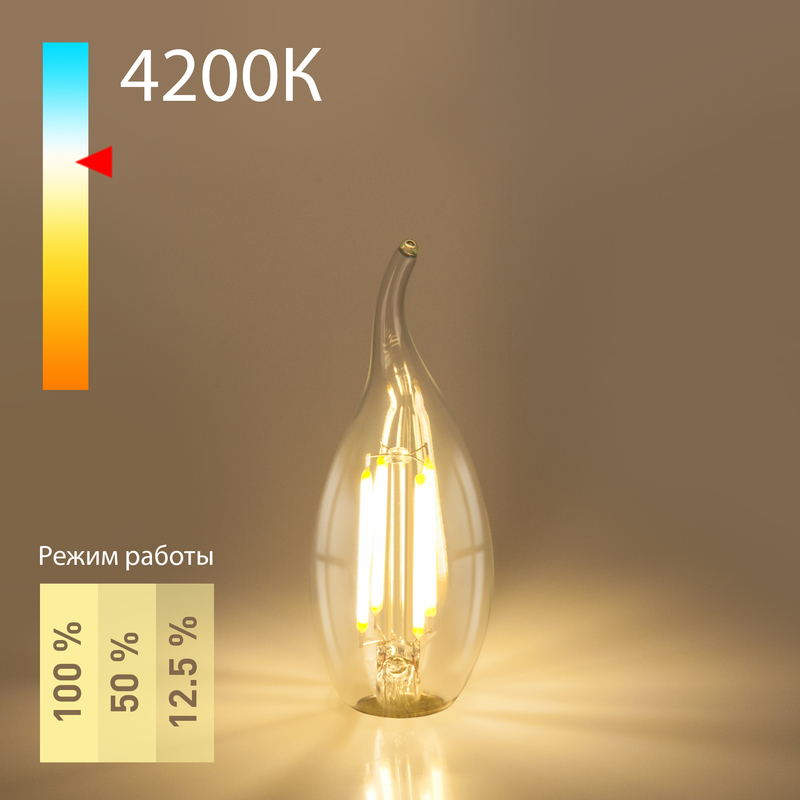 Лампа светодиодная филаментная диммируемая Elektrostandard BL159 E14 5W 4200K прозрачная 4690389068553 в Санкт-Петербурге