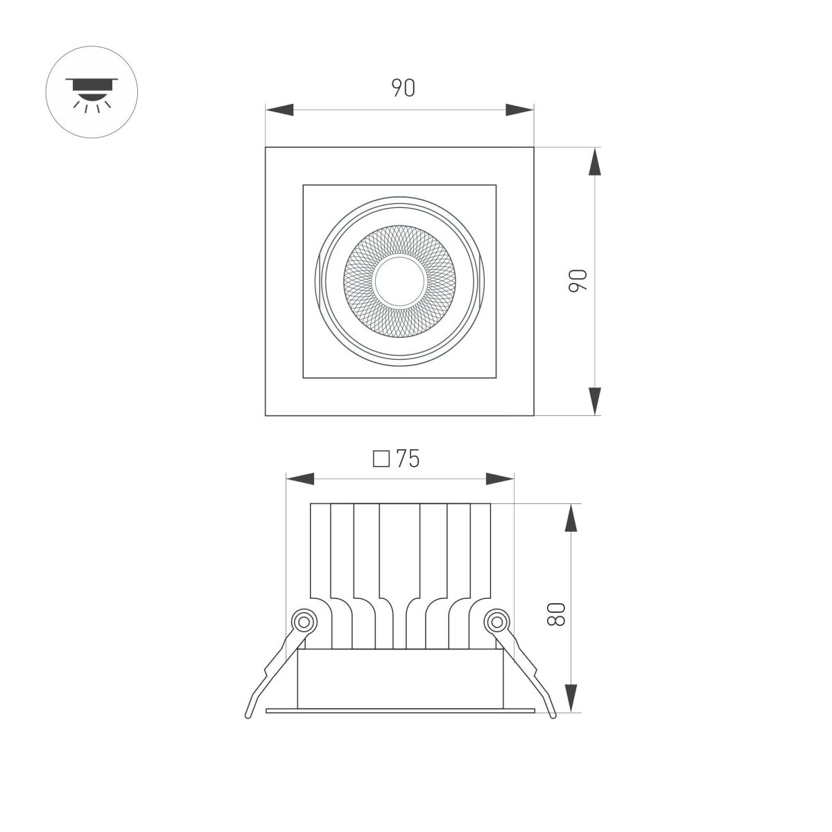 Встраиваемый светильник Arlight MS-VORTEX-BUILT-S90x90-12W Day4000 (BK-BK, 20 deg, 230V) 058370 в Санкт-Петербурге