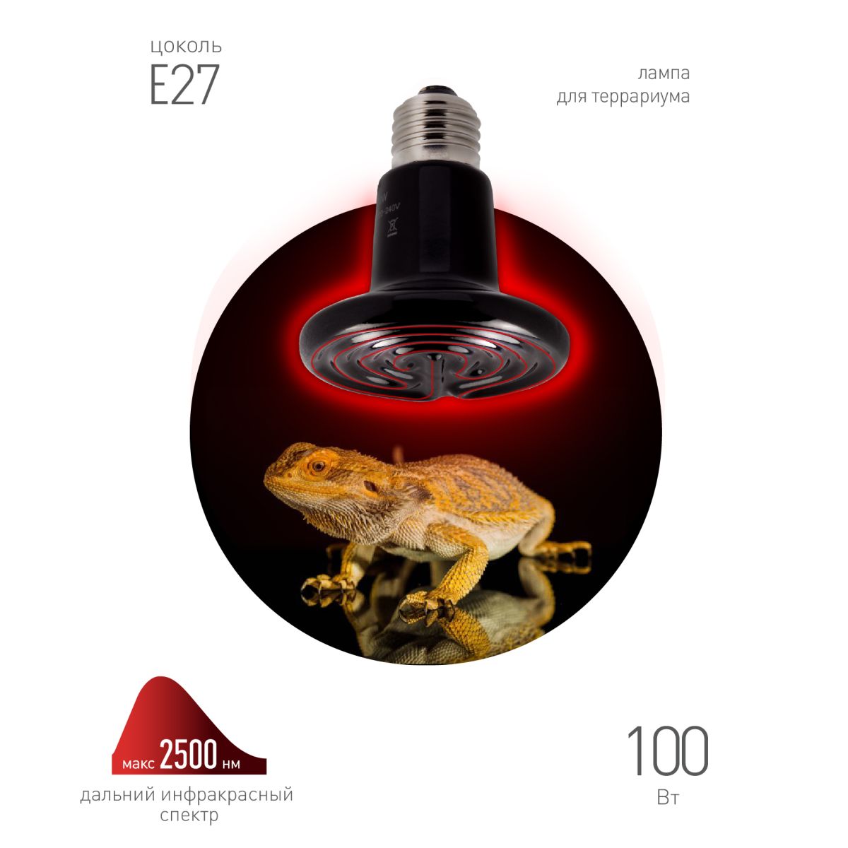 Инфракрасная лампа для брудера, рептилий Эра CeramiHeat FITO-100W-НQ Б0052715 в Санкт-Петербурге