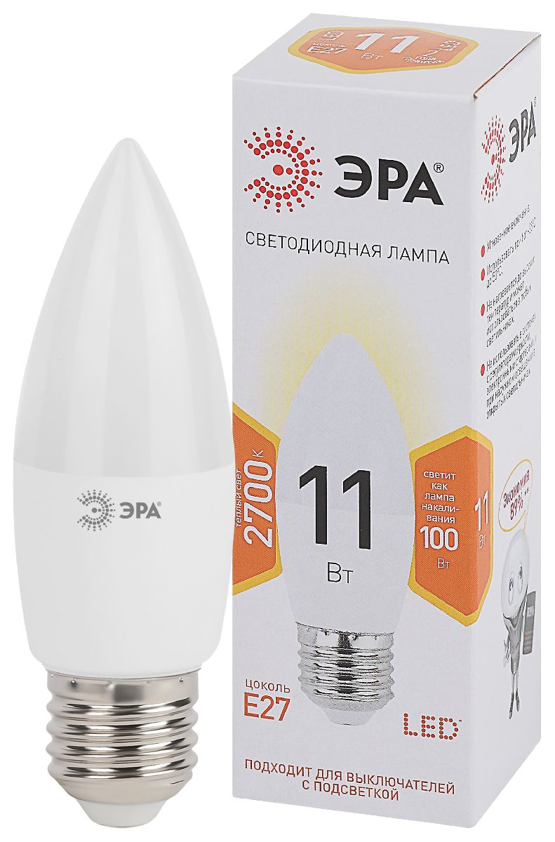 Лампа светодиодная Эра E27 11W 2700K LED B35-11W-827-E27 Б0032981 в Санкт-Петербурге