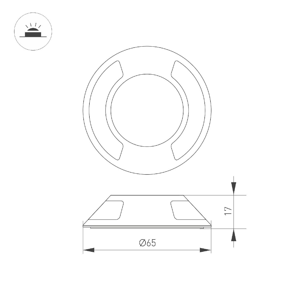 Накладка Arlight ART-DECK-CAP-LID2-R65 (SL, STEEL) 045350 в #REGION_NAME_DECLINE_PP#