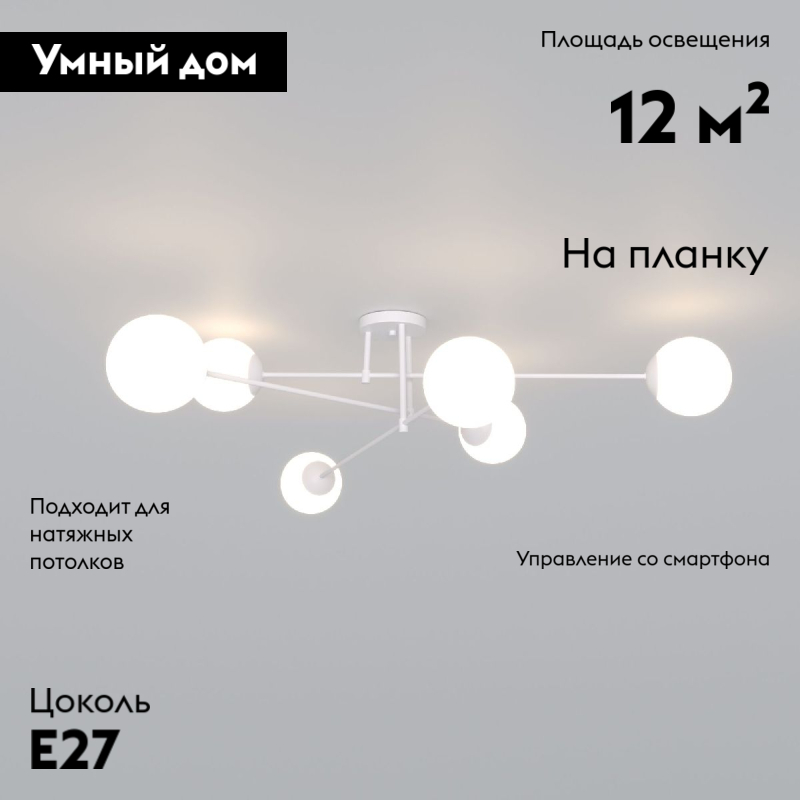 Потолочная люстра Eurosvet Netz 30181/6 белый Smart a062215 в #REGION_NAME_DECLINE_PP#