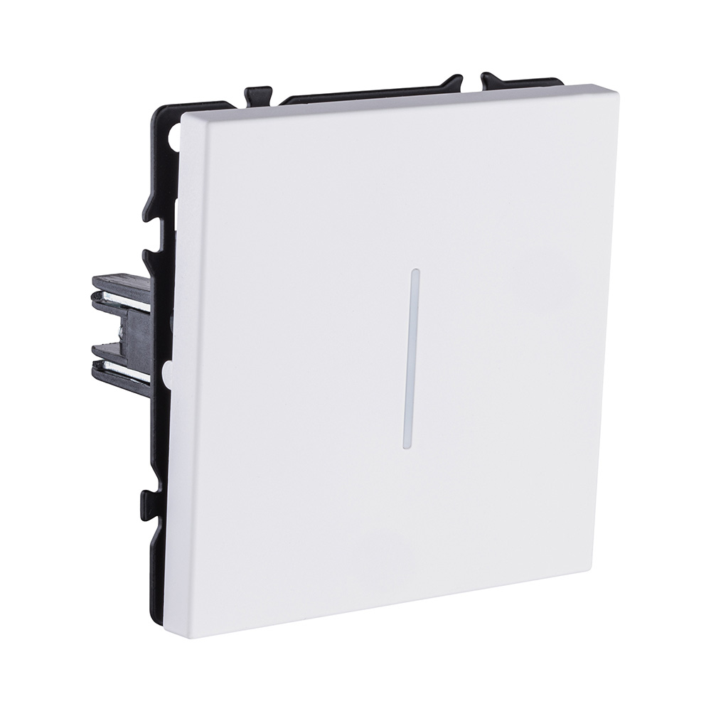 Выключатель 1-клавишный 10А/250В с LED подсветкой, белый матовый Kollinger Eclipse EC-007WH в #REGION_NAME_DECLINE_PP#