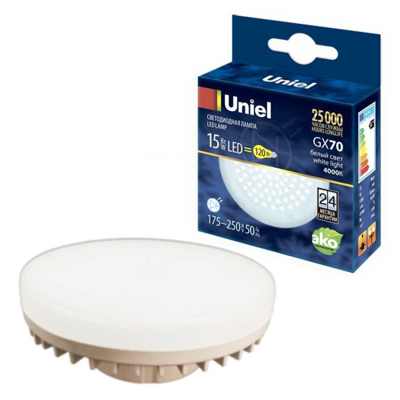 Лампа светодиодная Uniel (UL-00006783) GX70 15W 4000K таблетка матовая LED-GX70-15W/4000K/GX70/FR PLZ01WH в Санкт-Петербурге