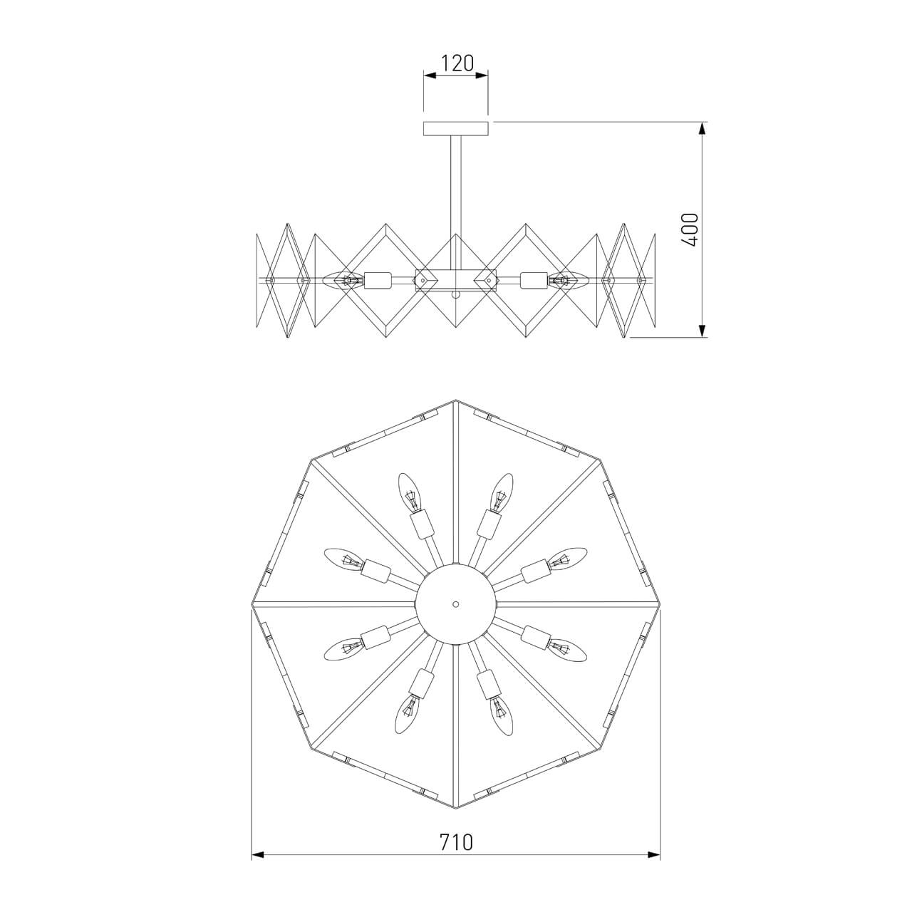 Потолочный светильник Eurosvet Origami 60121/8 латунь Smart в Санкт-Петербурге