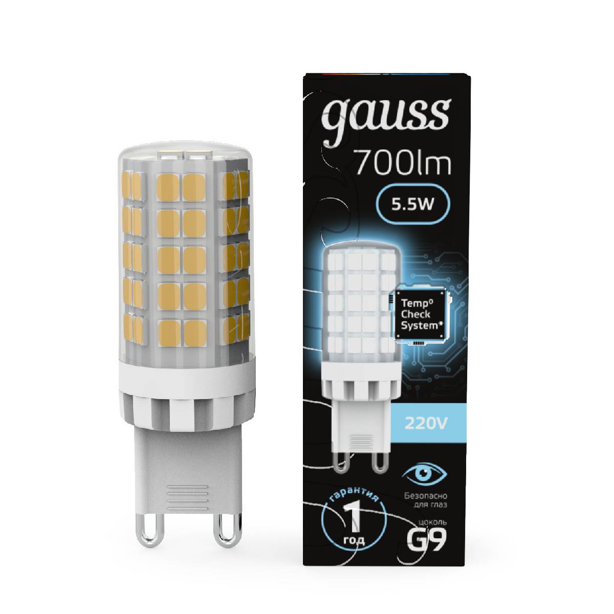 Лампа светодиодная Gauss G9 5,5W 4100К прозрачная 107009206 в #REGION_NAME_DECLINE_PP#