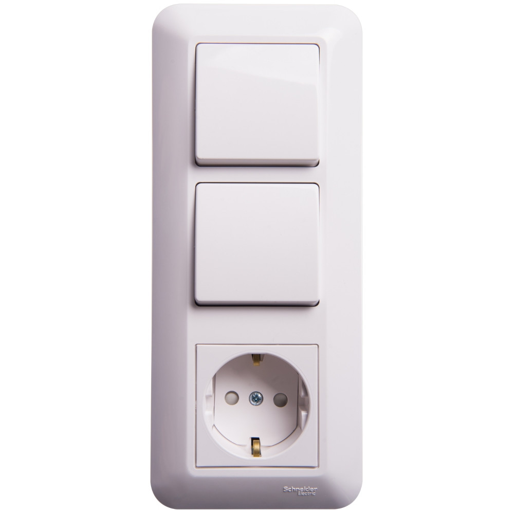 Выключатель 2-клавишный с розеткой Schneider Electric Прима BK2VR-008VK-B в #REGION_NAME_DECLINE_PP#
