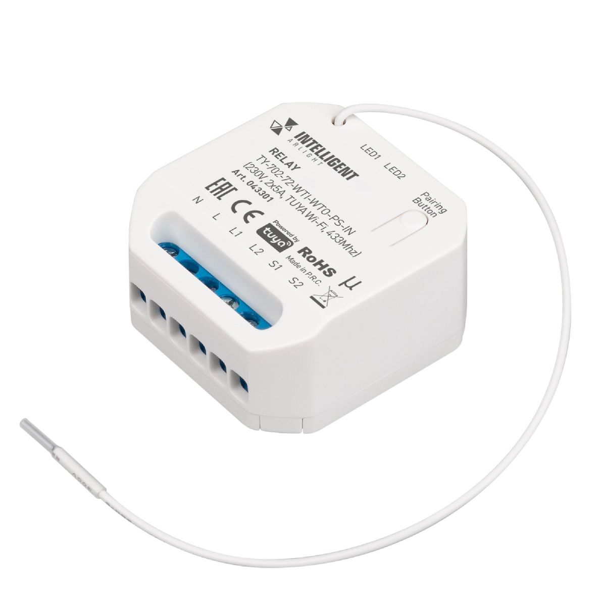 Релейный модуль Arlight TY-702-72-WTI-WTO-PS-IN (230V, 2x5A, TUYA Wi-Fi, 433Mhz) 043301 в Санкт-Петербурге