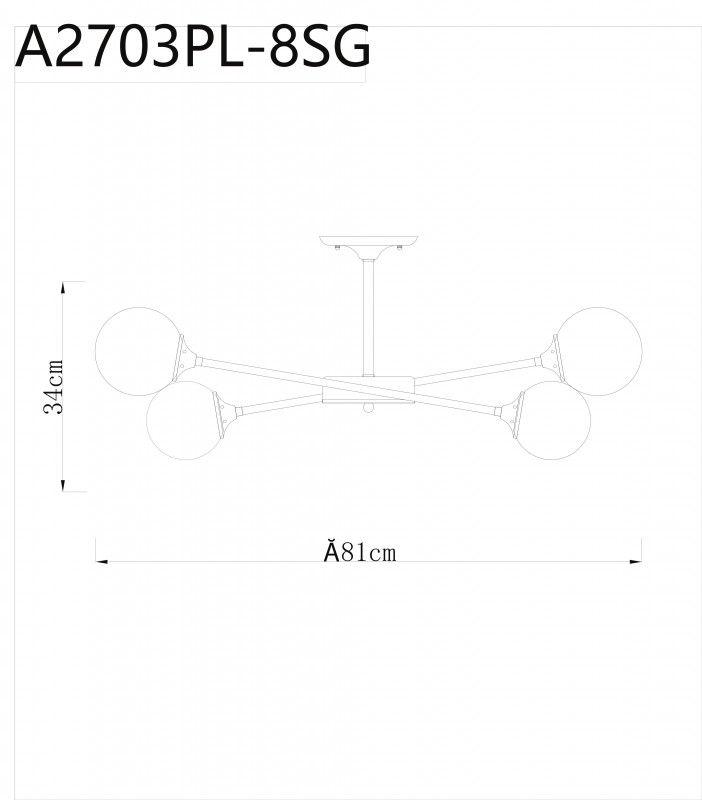 Люстра на штанге ARTE Lamp A2703PL-8SG УЦ в Санкт-Петербурге