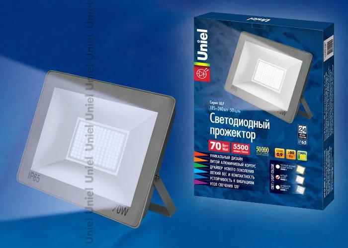 Прожектор светодиодный (UL-00001854) Uniel 70W 6000K ULF-F15-70W/DW IP65 185-240В Silver в Санкт-Петербурге