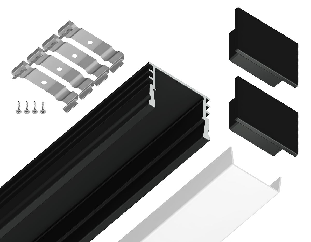 Алюминиевый накладной профиль Ambrella Light Alum Profile GP1750BK в Санкт-Петербурге