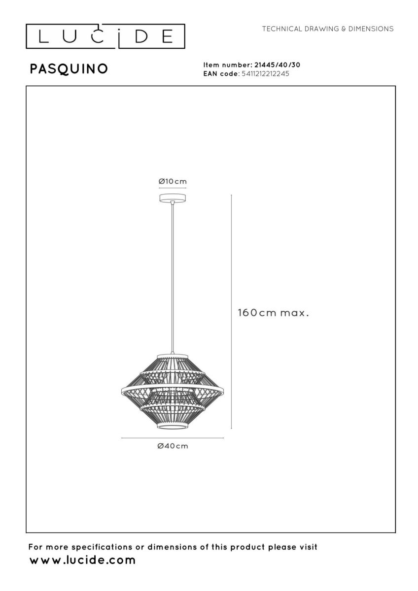 Подвесной светильник Lucide Pasquino 21445/40/30 в Санкт-Петербурге