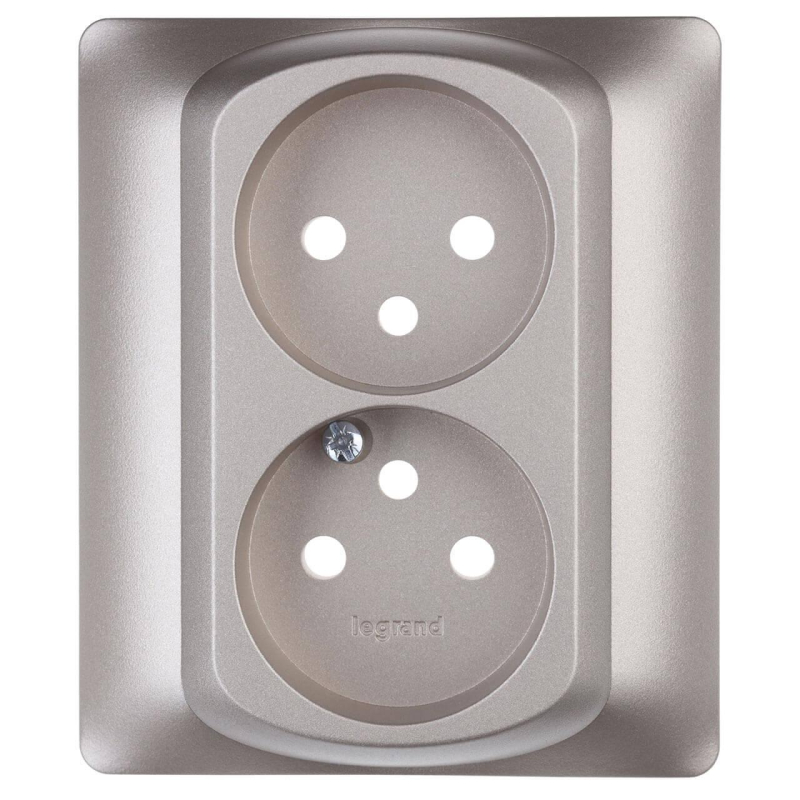 Лицевая панель Legrand Galea Life розетки 2х2К французский стандарт титановая 771435 в Санкт-Петербурге