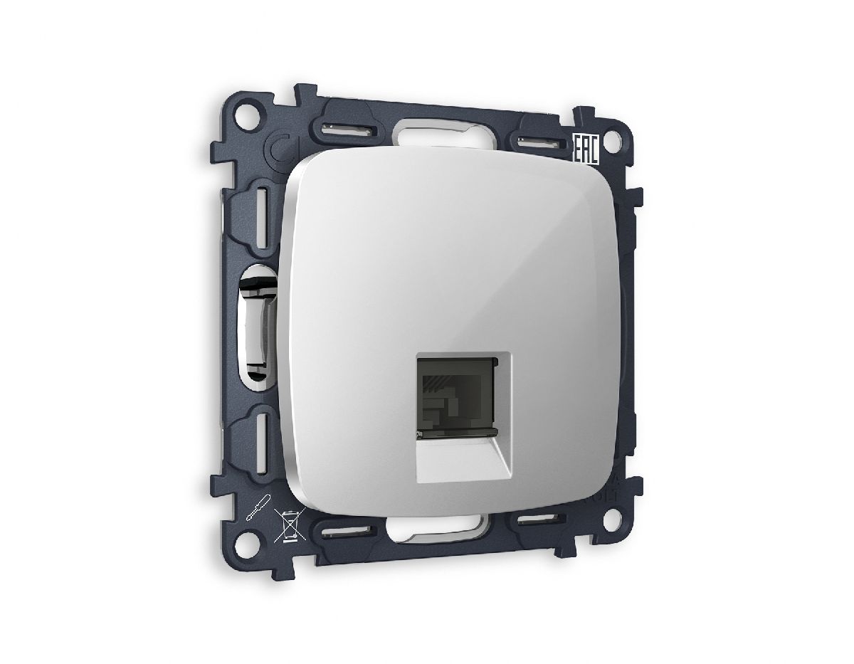Комплект механизма телефонной розетки RJ-11(4P4C) со шторкой Ambrella Volt Omega MO412030 в Санкт-Петербурге
