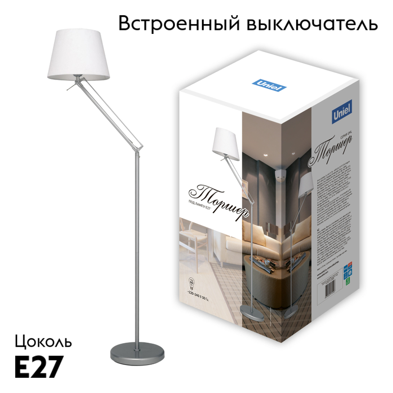 Торшер Uniel UML-T500 E27 SILVER/WHITE UL-00010181 в Санкт-Петербурге