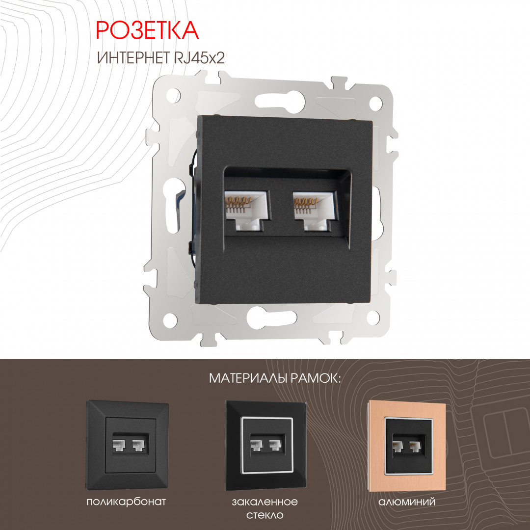 Розетка двойная RJ45 Arte Milano 203.45-2.black в Санкт-Петербурге