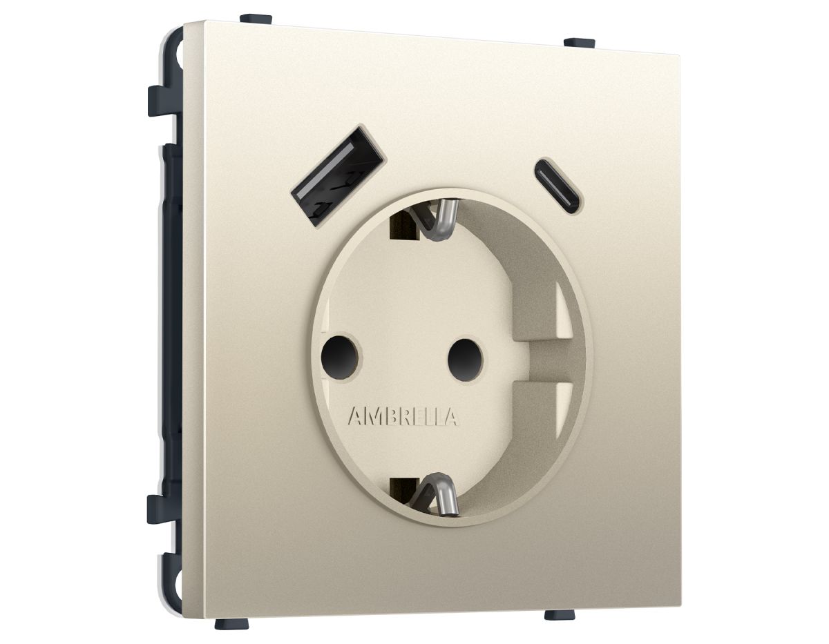 Комплект механизма электрической розетки SIGMA Шёлк 2USB A+C 20W Ambrella Volt MS550010 (SP5500, PR160) в #REGION_NAME_DECLINE_PP#