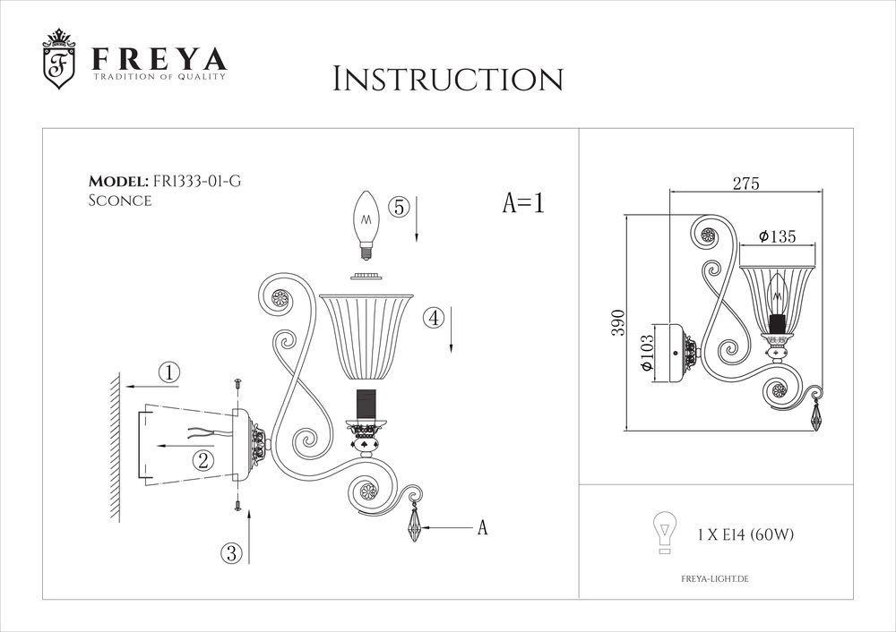 Бра Freya Symphony FR2333-WL-01-BG в Санкт-Петербурге