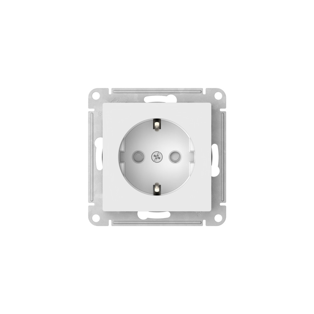 Розетка с заземлением со шторками, 16А быстрозажим. клем. Systeme Electric AtlasDesign Белый ATN000145S в Санкт-Петербурге
