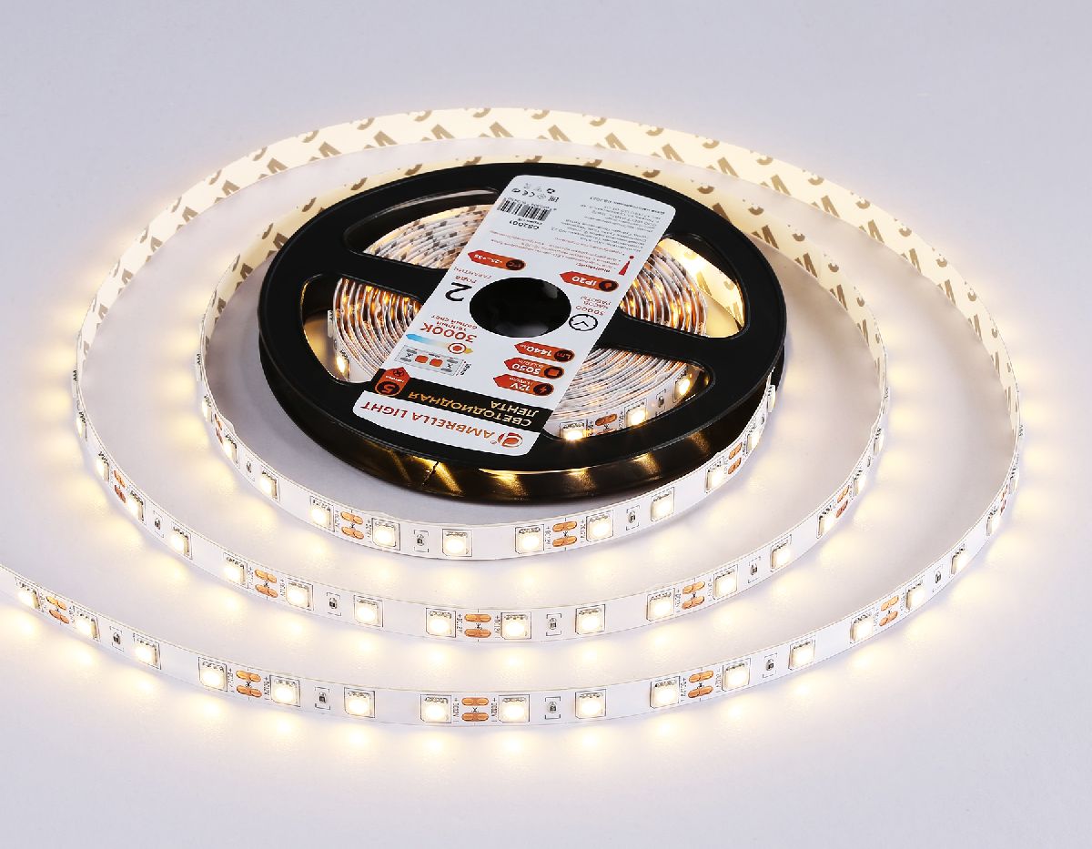 Светодиодная лента Ambrella Light LED Strip 12В 5050 14,4Вт/м 3000K 5м IP20 GS2001 в Санкт-Петербурге