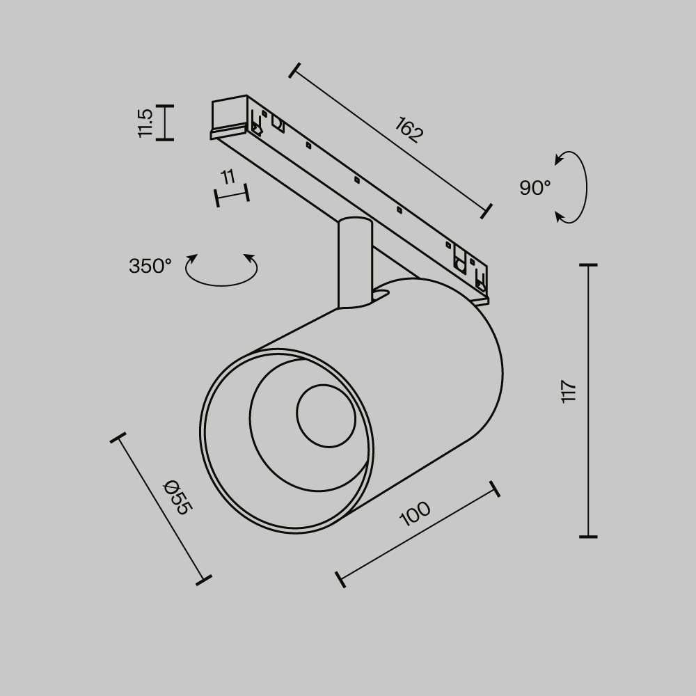 Трековый магнитный светильник Maytoni Technical Focus Led Exility X TR243-12W4K-B в Санкт-Петербурге