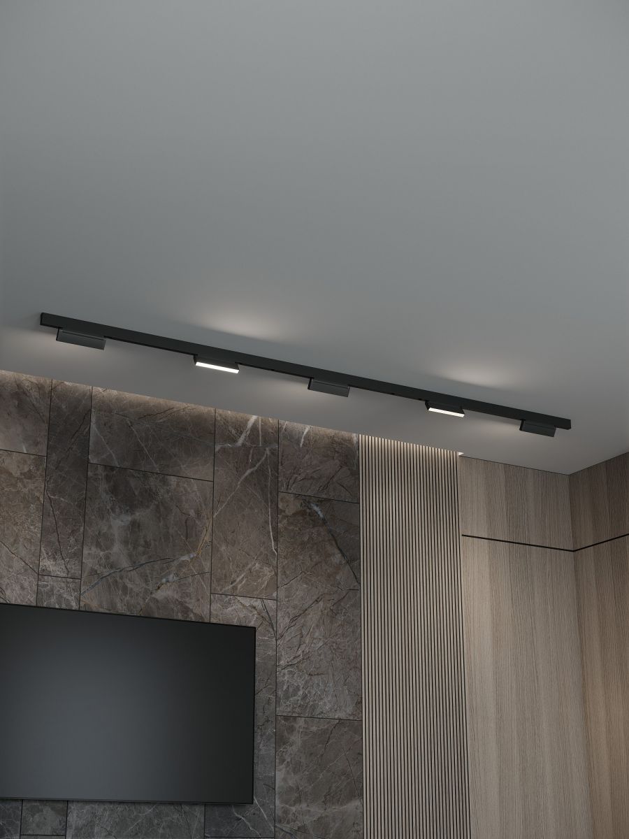 Трековая система со светильниками №4 трехфазная накладная Eldeko (48В, форма - прямая, 3м, 3000K) черная Hesby Lighting HSBL_kompl_E004_NI3B3K в #REGION_NAME_DECLINE_PP#