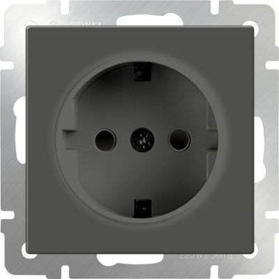 Розетка с заземлением и шторками серо-коричневая Werkel WL07-SKGS-01-IP44 4690389054068 в Санкт-Петербурге