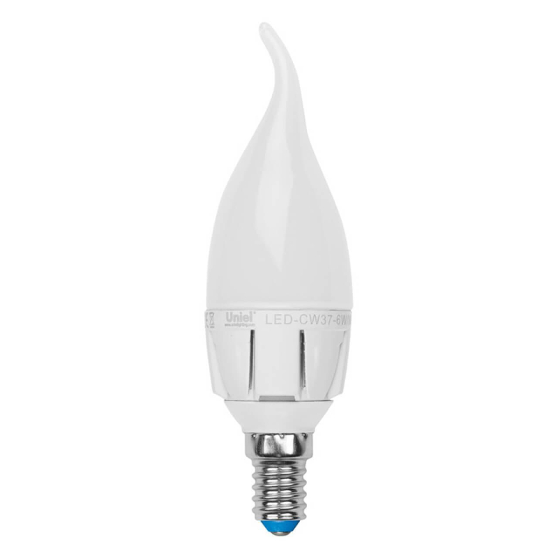 Лампа светодиодная (UL-00000770) Uniel E14 7W 3000K матовая LED-CW37-7W/WW/E14/FR PLP01WH в Санкт-Петербурге