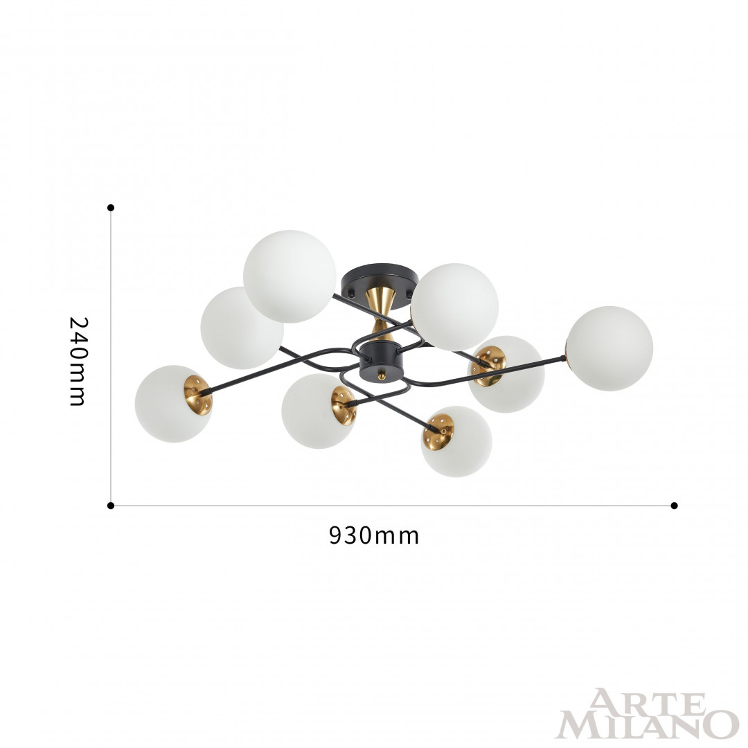 Потолочная люстра Arte Milano Neapolis 276808/8 BK/GD в #REGION_NAME_DECLINE_PP#