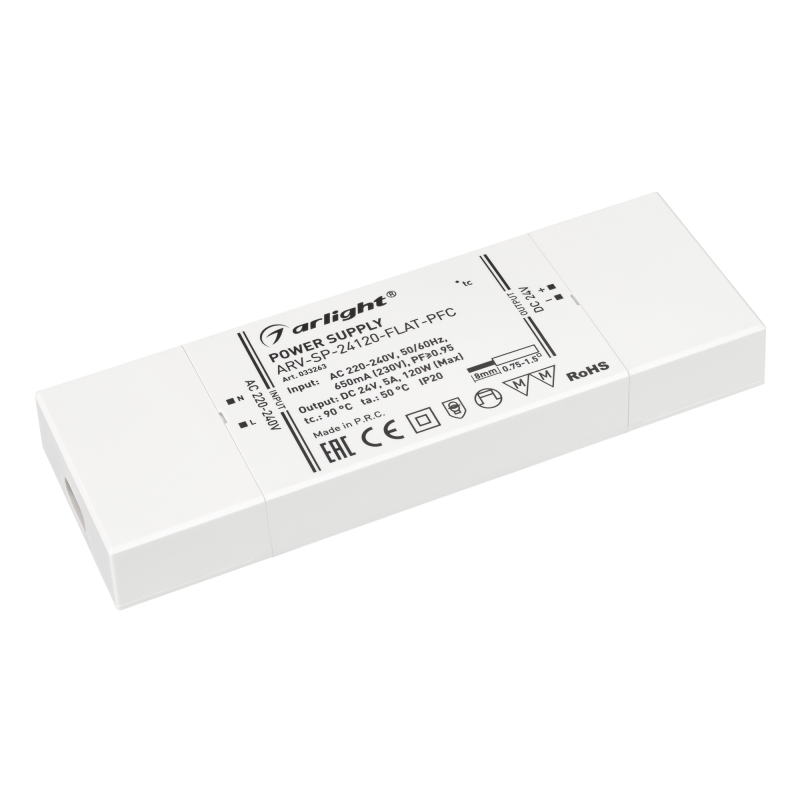 Блок питания Arlight ARV-SP-24120-Flat-PFC (24V, 5A, 120W) 033263 в Санкт-Петербурге