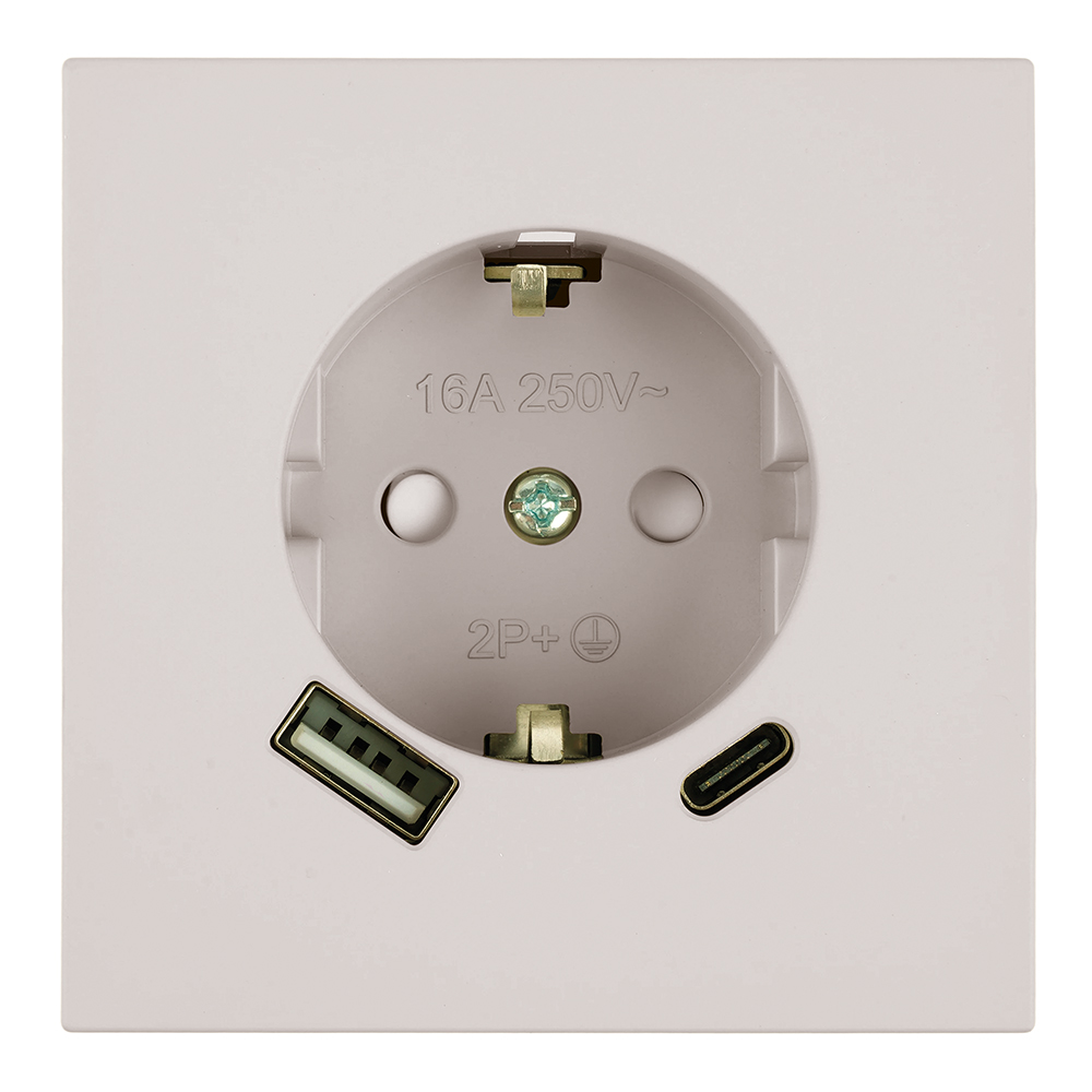 Розетка 1-местная 16А + USB + Type C (механизм) Stekker 250В 20W Мия RST16-3119-08 50482 в #REGION_NAME_DECLINE_PP#