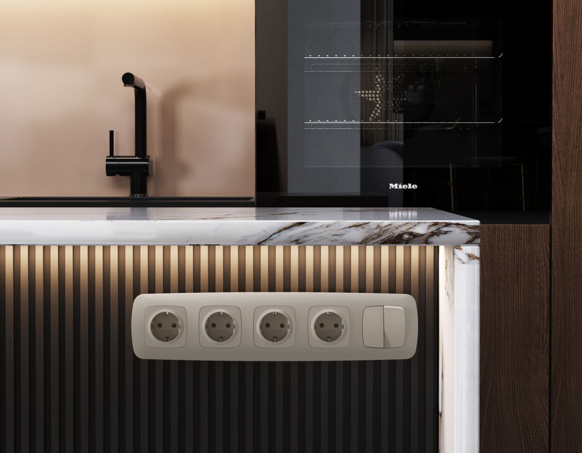 Комплект механизма 2-клавишного перекрестного выключателя Ambrella Volt 10A-250V OMEGA MO363030 Серо-бежевый матовый QUANT (OP3630, VM125) в Санкт-Петербурге